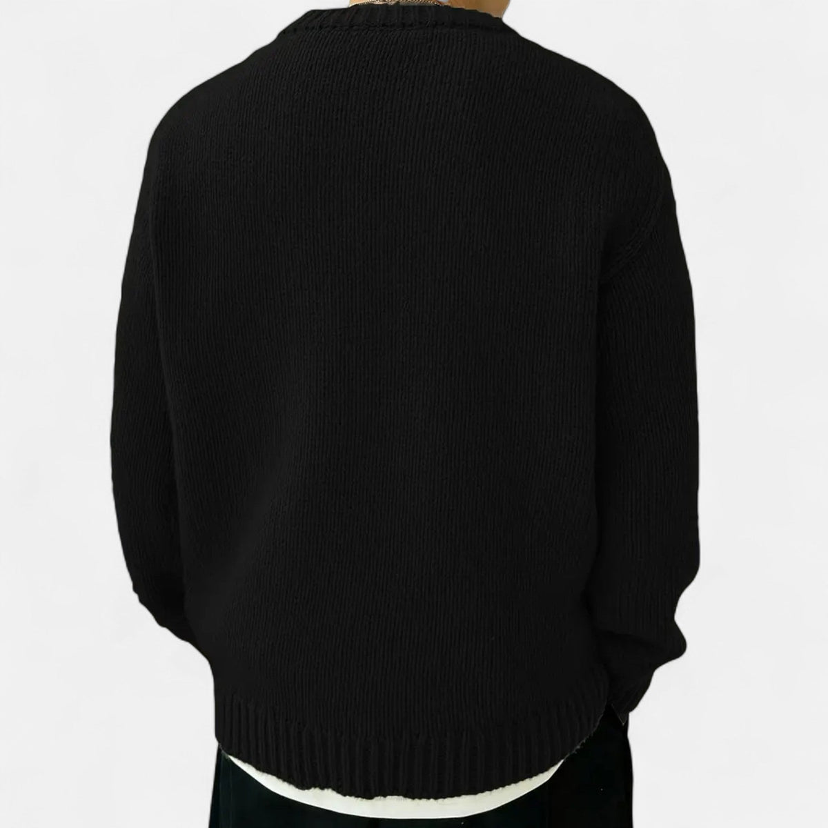 Men's Solid Crew Neck Knit Pullover