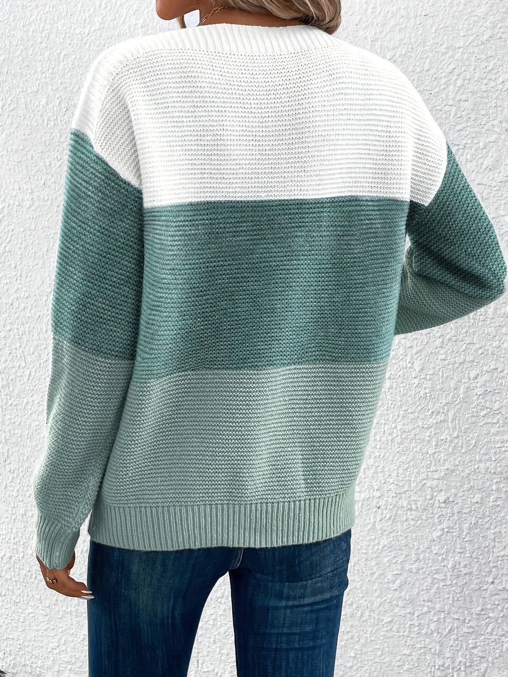 Women's Color-Blocked Drop-Shoulder Knit Sweater