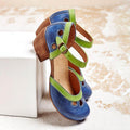 Women's Color-Block Ankle Strap Mary Jane Flats - Blue