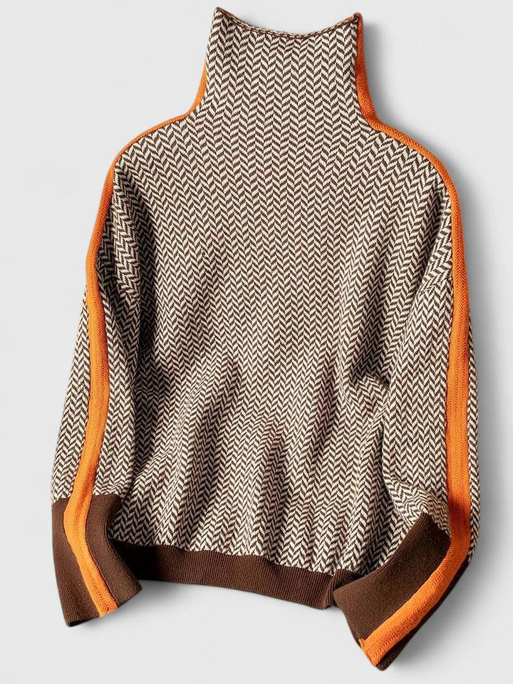 Women’s High Collar Striped Sweater