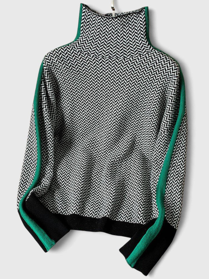 Women’s High Collar Striped Sweater