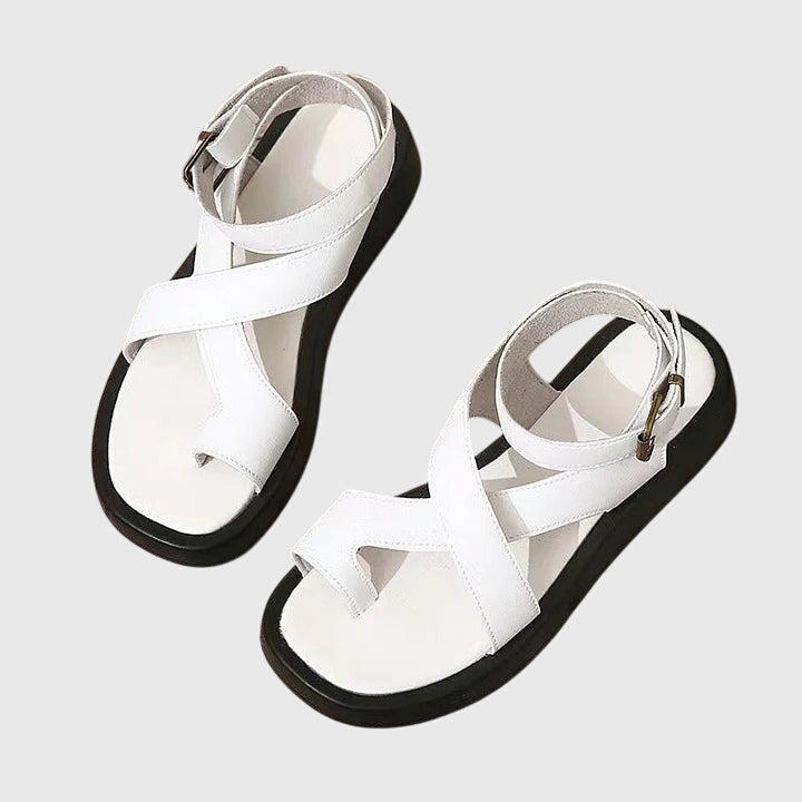 Women's Gladiator Orthopedic Sandals with Adjustable Straps - White