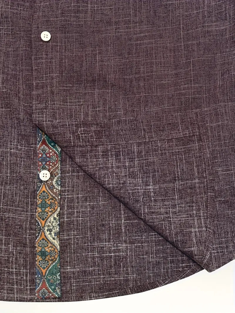 Men's Tailored Button-Up Shirt with Contrast Collar and Cuffs