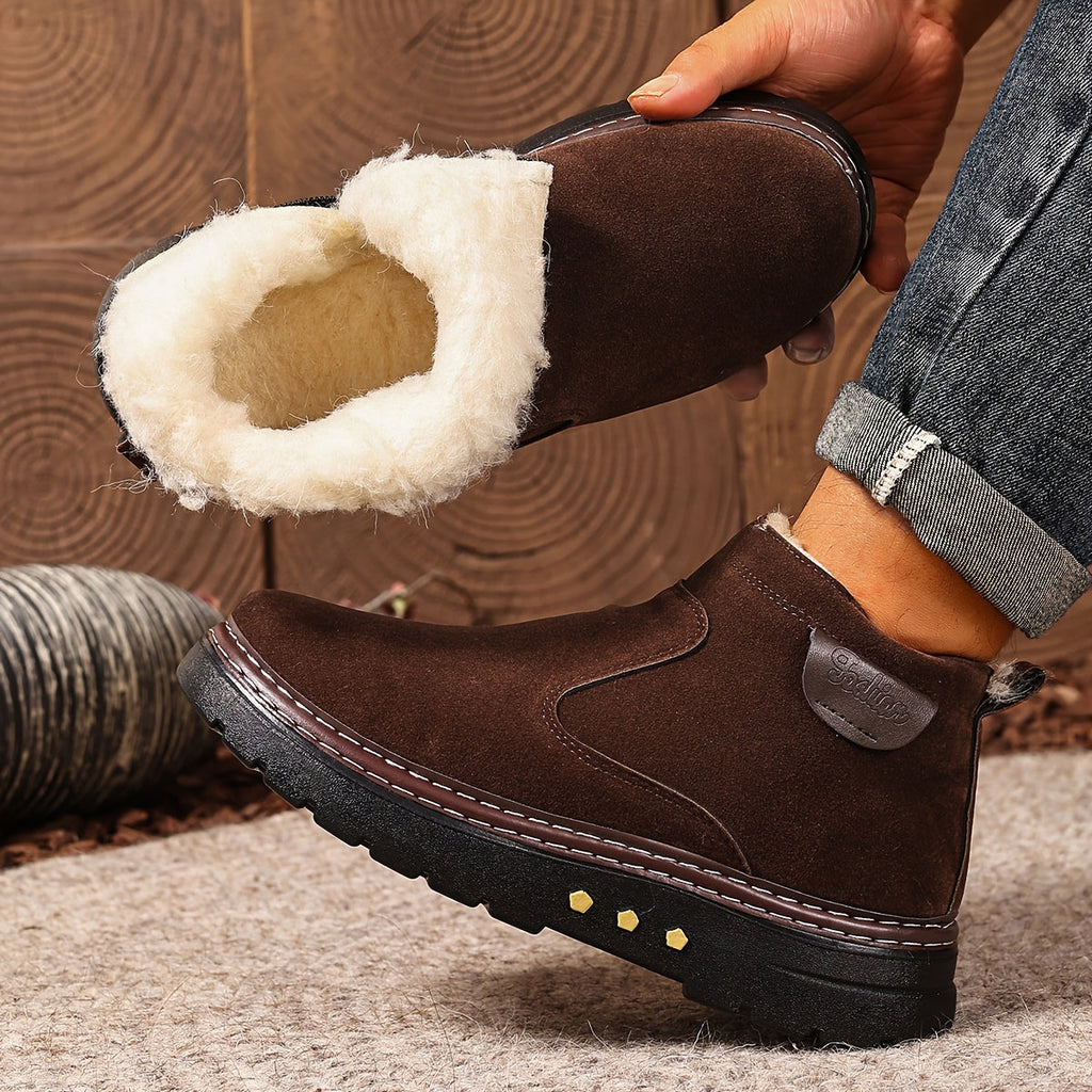 Women's Plush-Lined Winter Ankle Boots with Side Zip