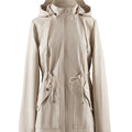 Women's Lightweight Hooded Jacket with Drawstring Waist - Khaki
