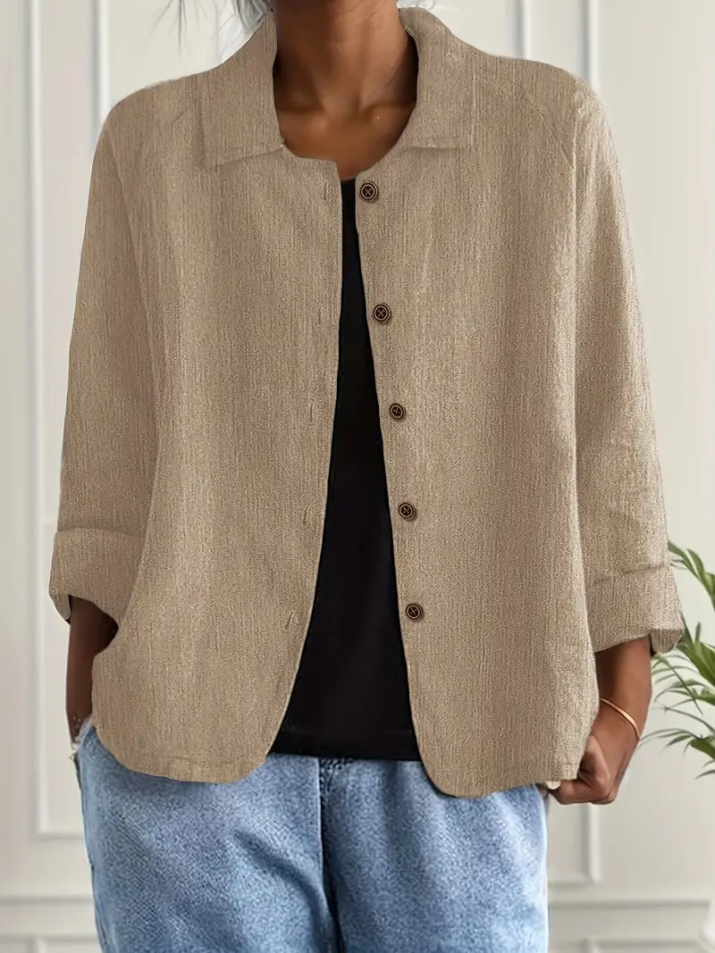 Women's Lightweight Button Front Jacket - Khaki
