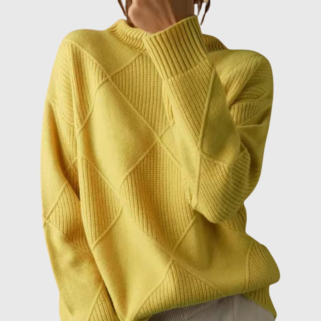 Women's Ribbed Knit Turtleneck Sweater - Yellow