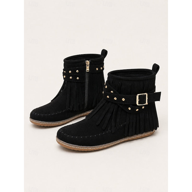 Women's Fringe Moccasin Ankle Boots