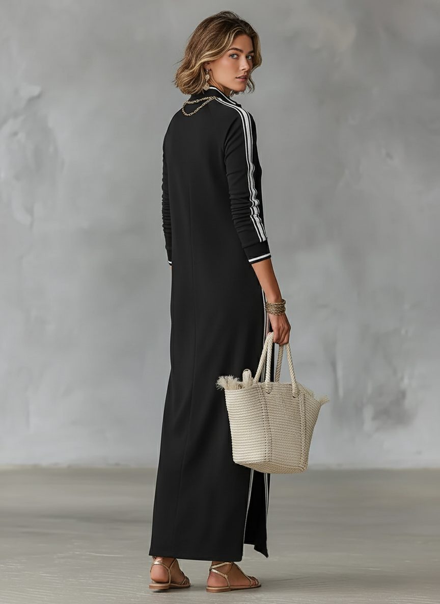 Women's Collared Button Front Sweater Maxi Dress