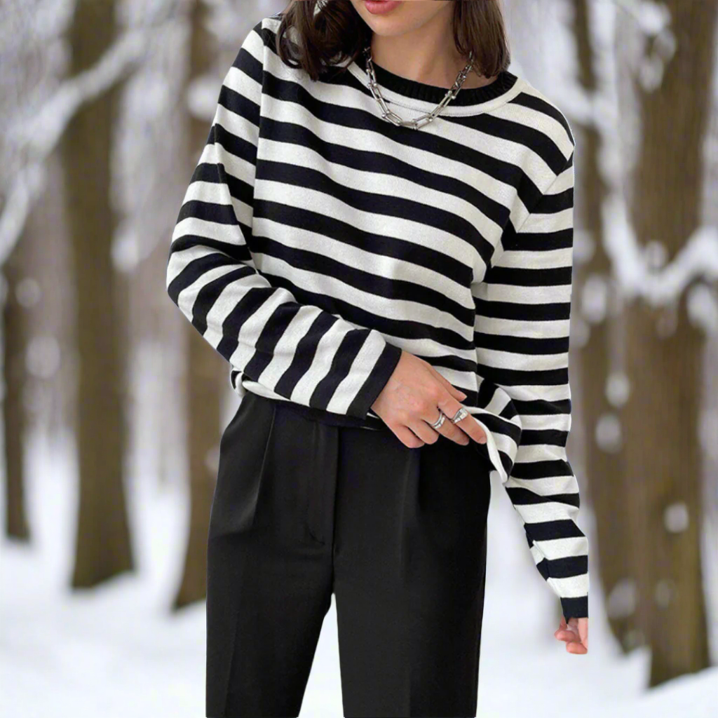 Women's Printed Long Sleeve Top - Black