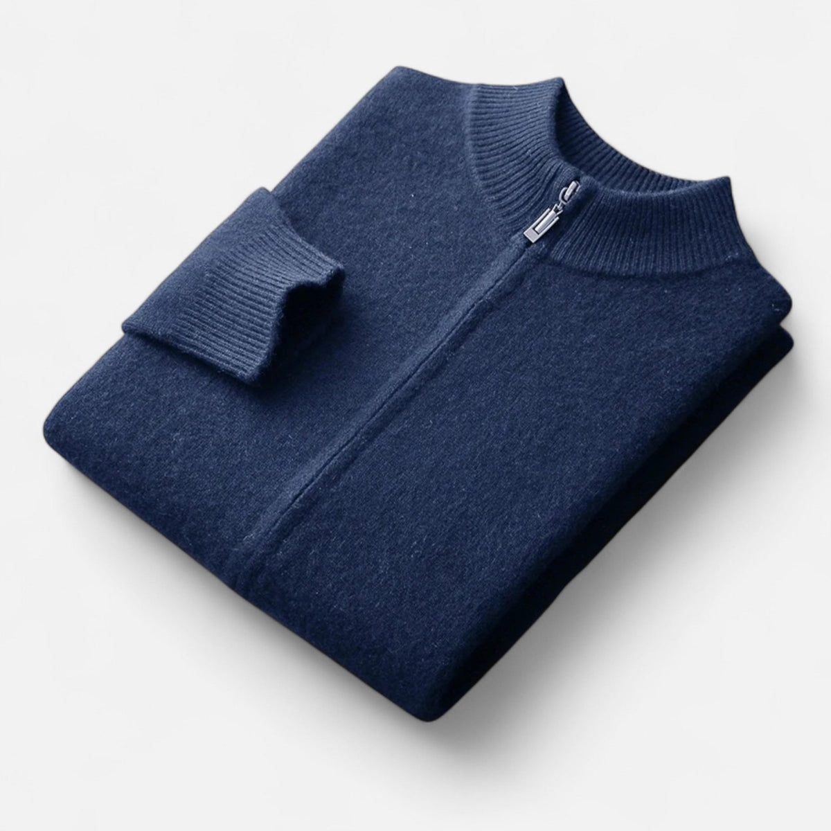 Men's Merino Wool Zip-Up Stand Collar Cardigan