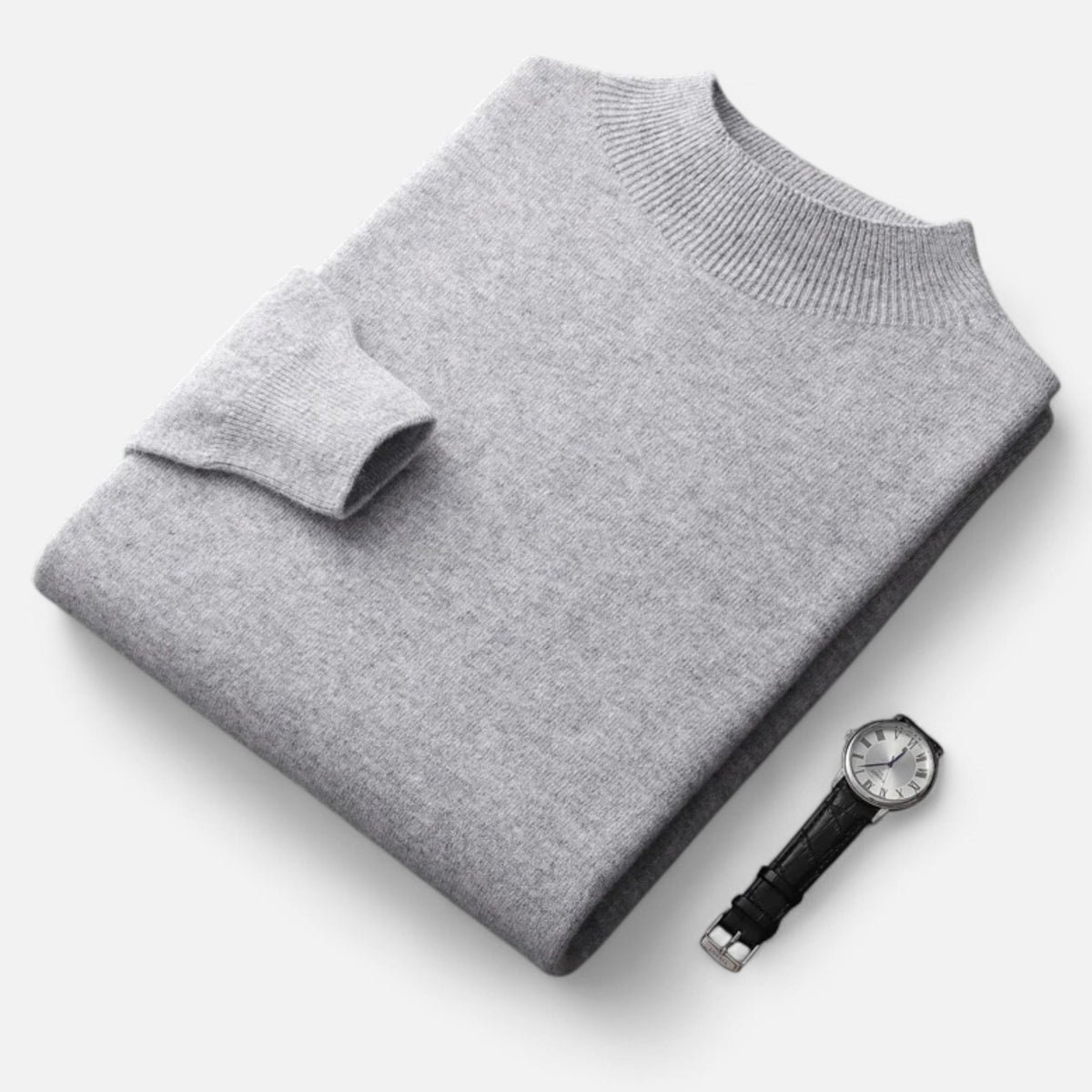 Men's Wool Half-Turtleneck Sweater - Gray