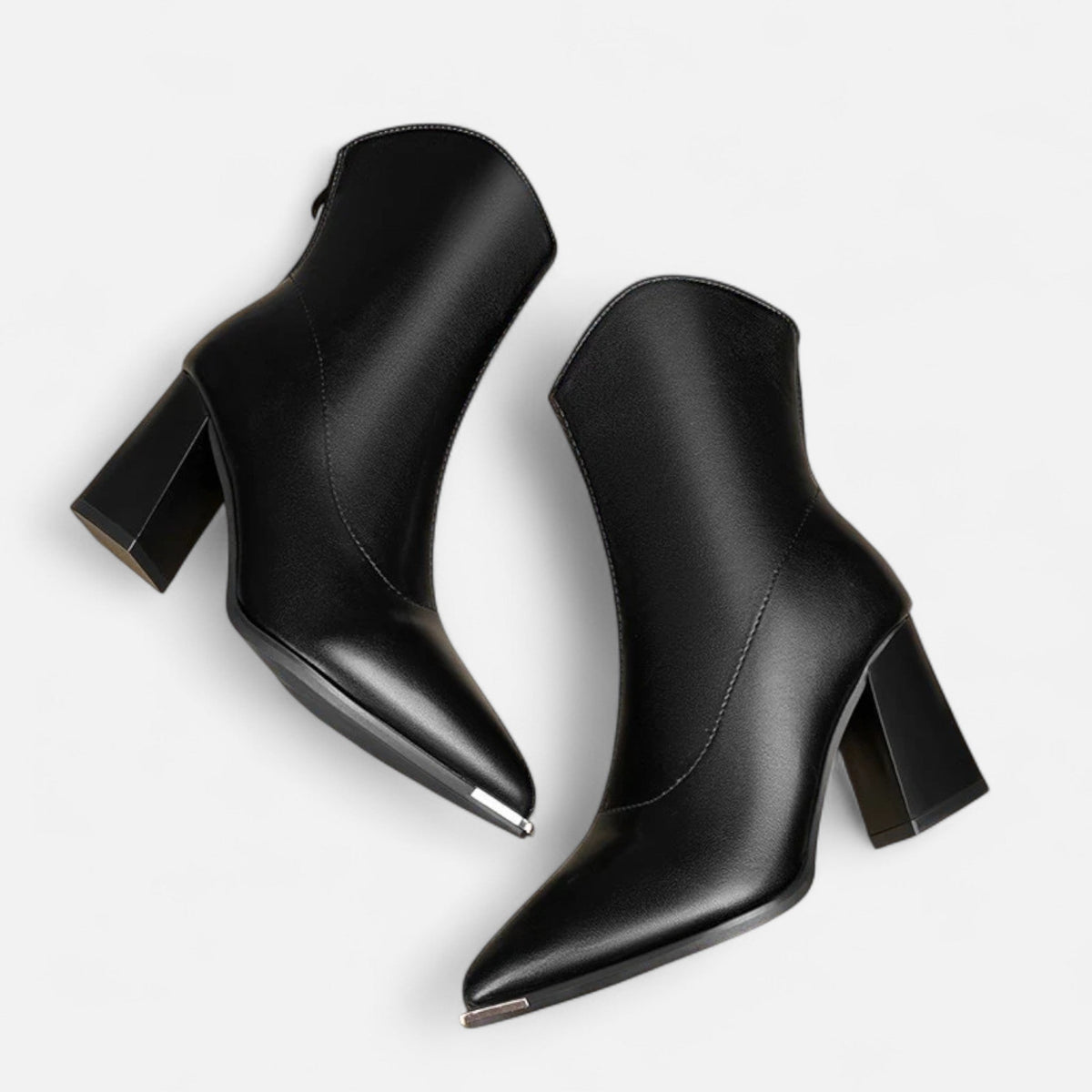 Women's Pointed-Toe Leather Chelsea Boots - Black