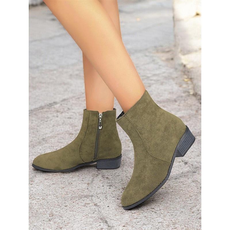 Women's Tailored Low Block Heel Ankle Boots - Green