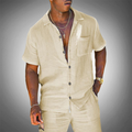 Men’s Relaxed Linen Shirt and Trouser Set - Beige