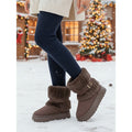 Women's Fur-Trimmed Ankle Boots - Beige