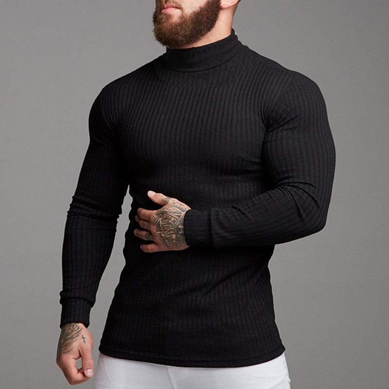 Men's Lightweight Ribbed Turtleneck Sweater