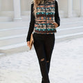 Women's Patterned Zip-Front Vest - Blue
