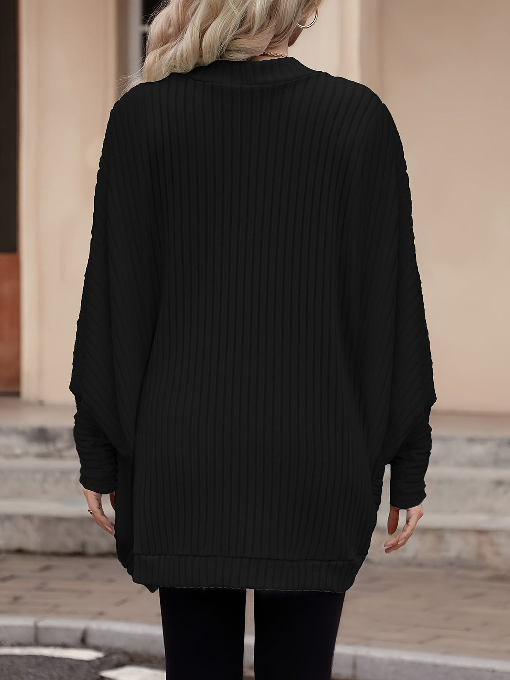 Women's Draped Open-Front Ribbed Cardigan
