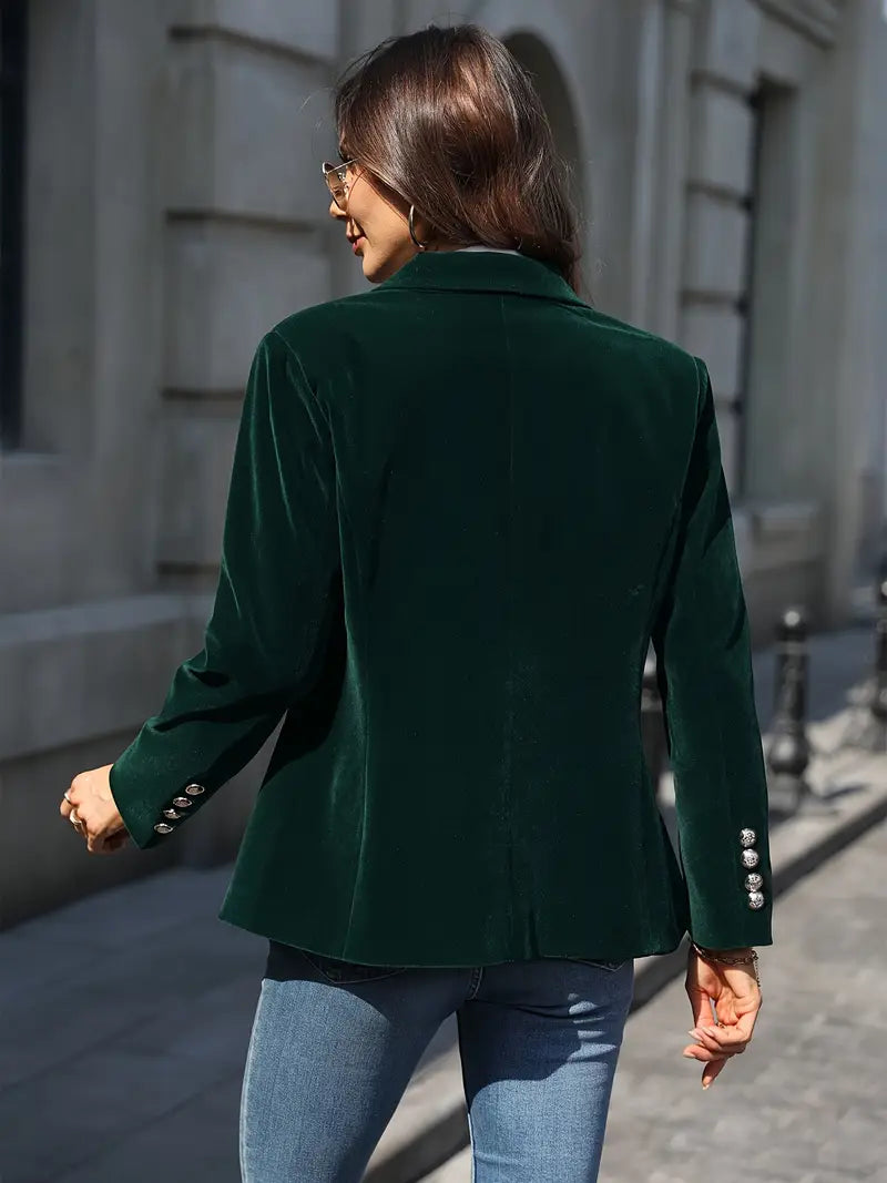 Women's Soft Velvet Blazer with Smooth Drape