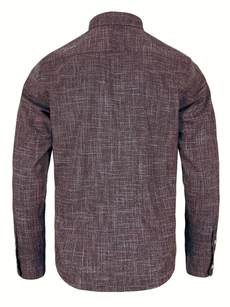 Men's Tailored Button-Up Shirt with Contrast Collar and Cuffs