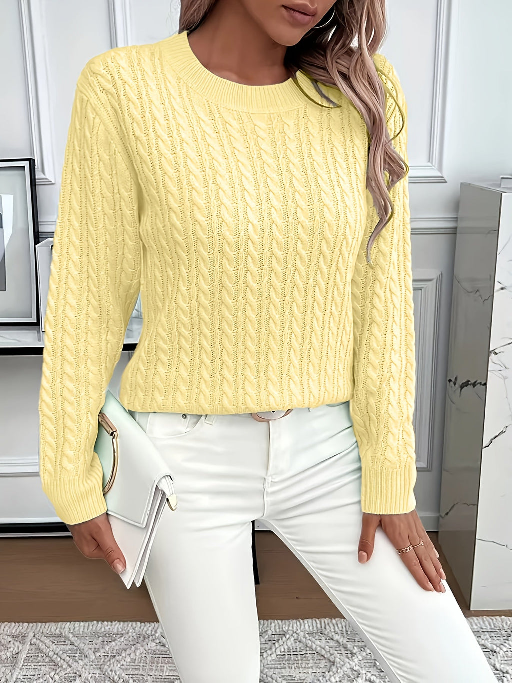 Women's Cable-Knit Relaxed Fit Sweater