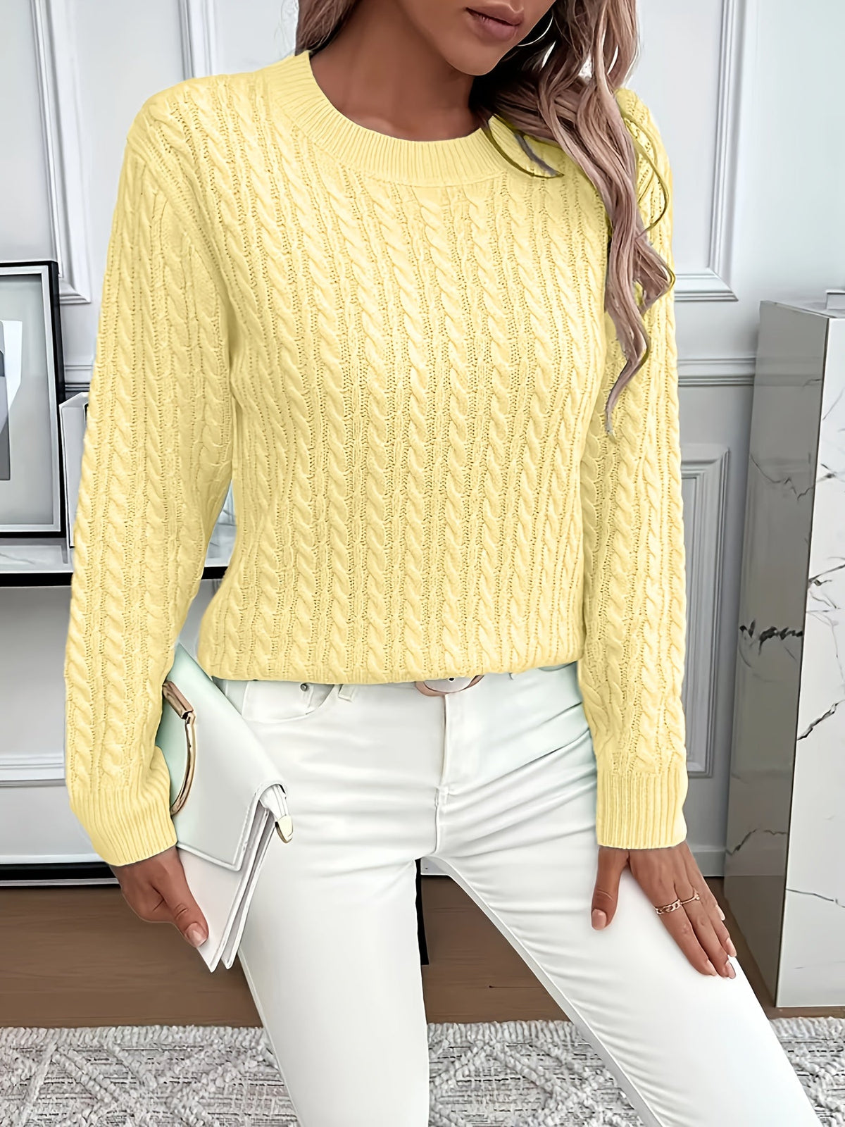 Women's Cable-Knit Relaxed Fit Sweater