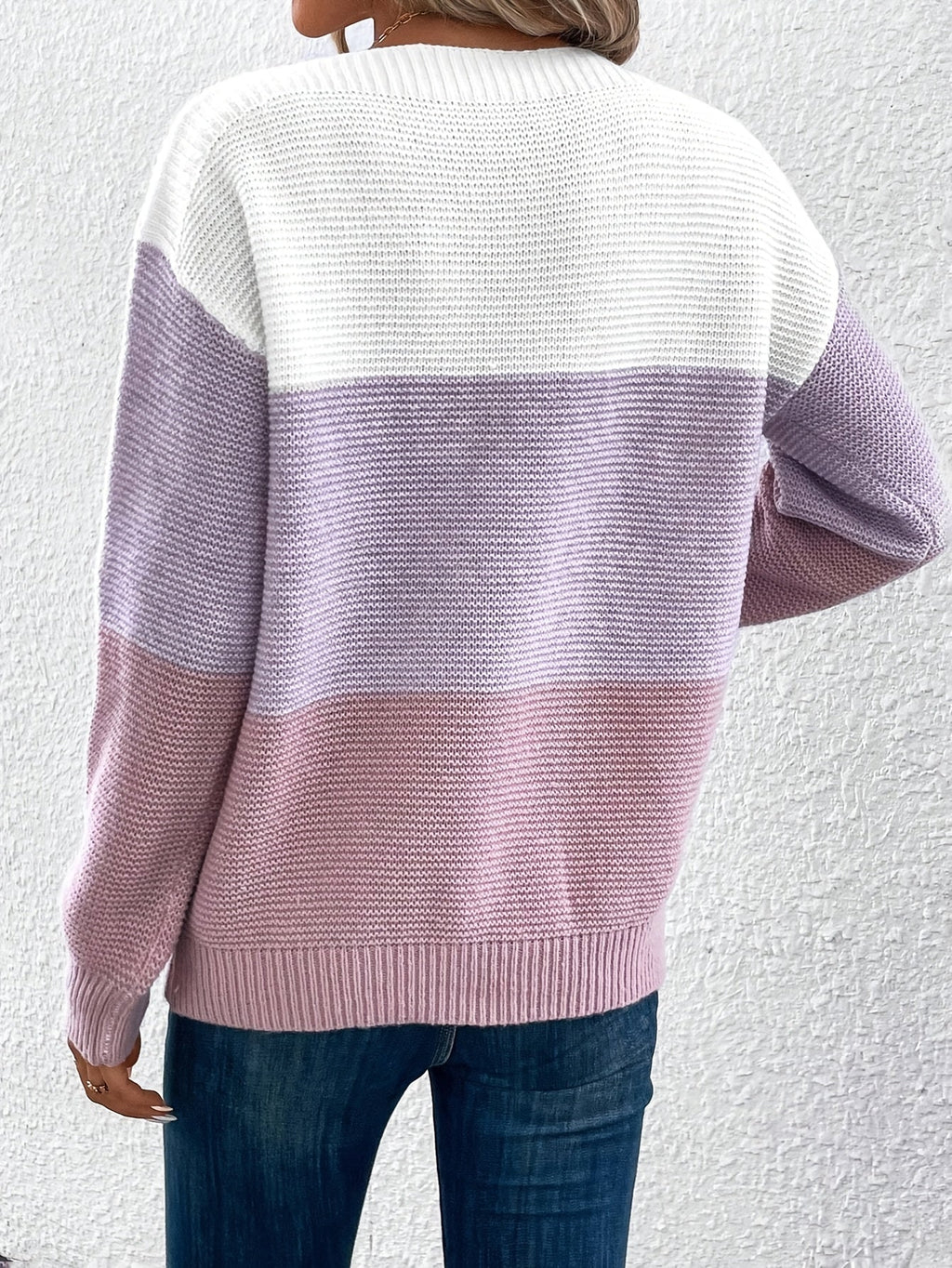 Women's Color-Blocked Drop-Shoulder Knit Sweater