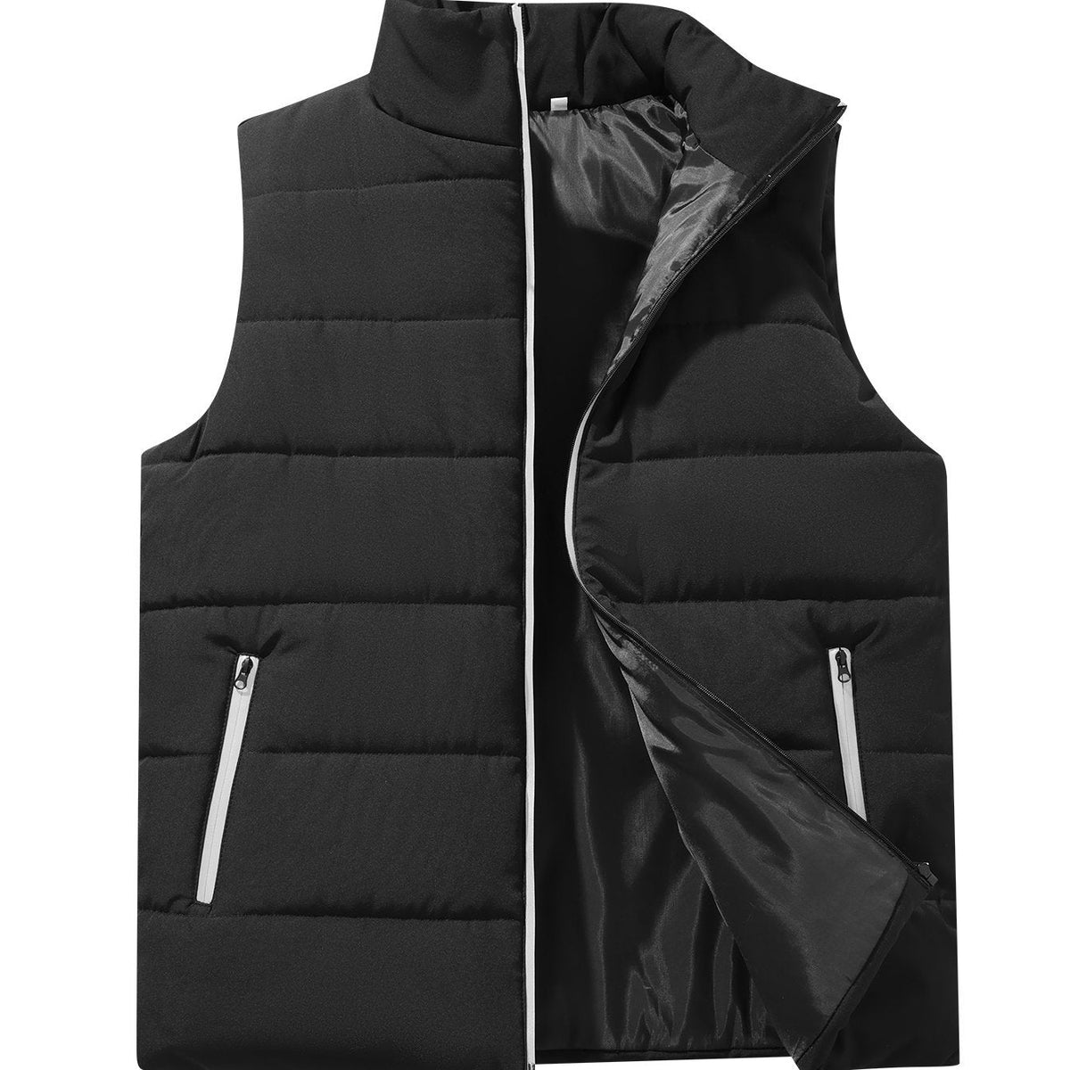 Men's Quilted Zip-Up Vest - Reflective Zipper