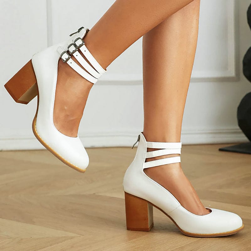 Women's Triple Buckle Block Heel Ankle Boots