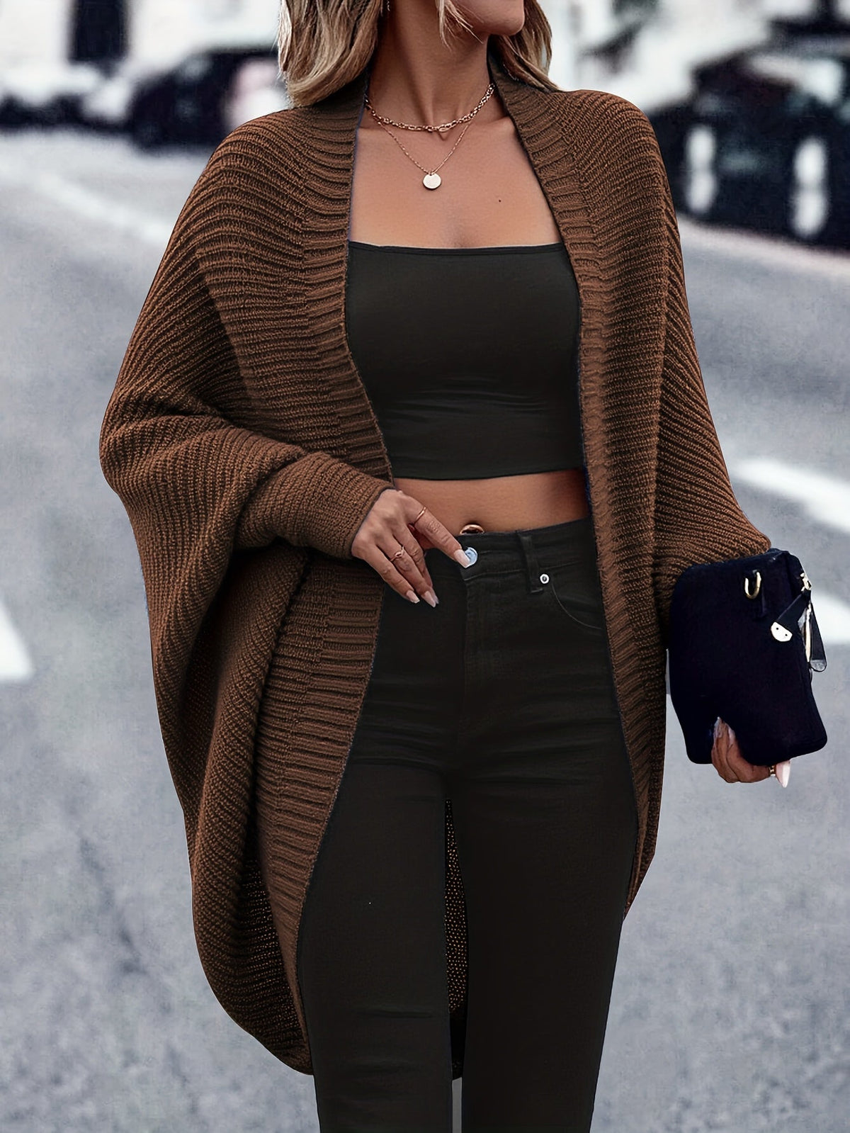 Women's Longline Draped Christmas Cardigan