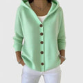 Women's Hooded Button-Up Cardigan - Green