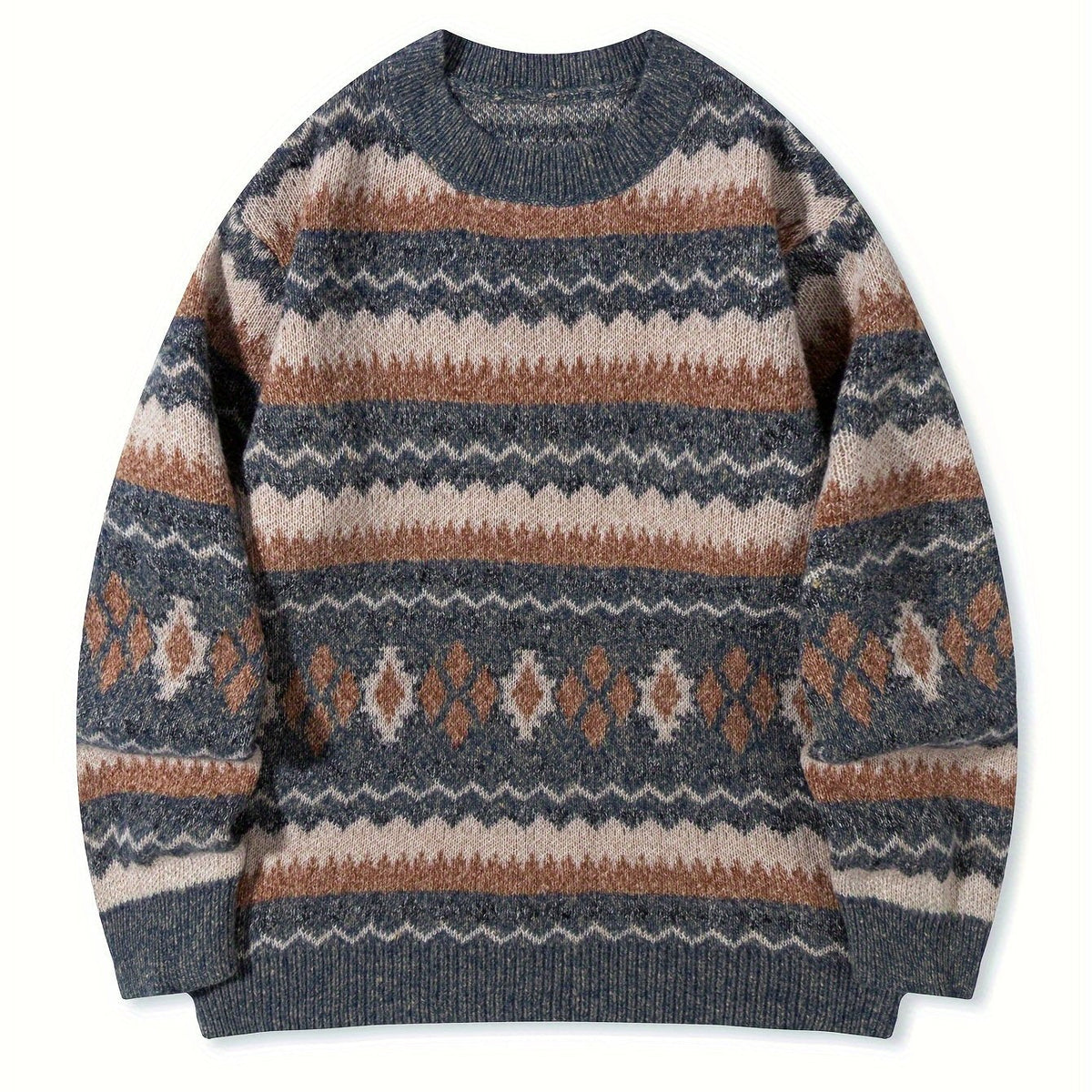 Women's Heritage Patterned Knit Crew Sweater - Light Gray