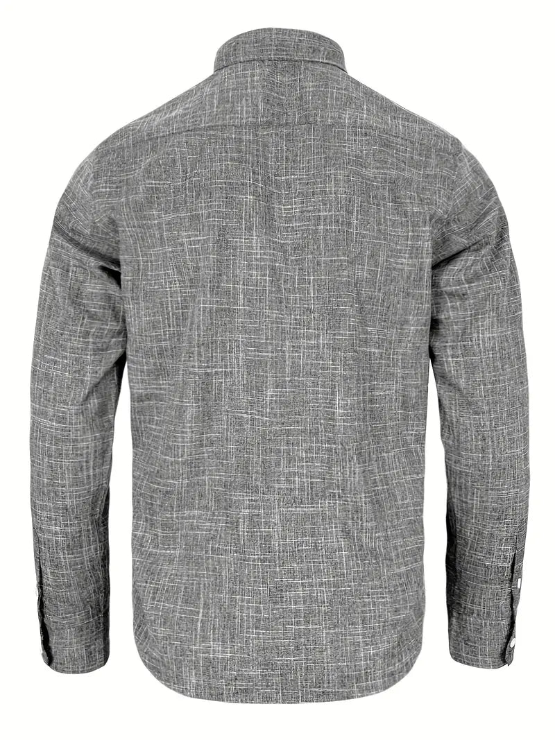 Men's Tailored Button-Up Shirt with Contrast Collar and Cuffs