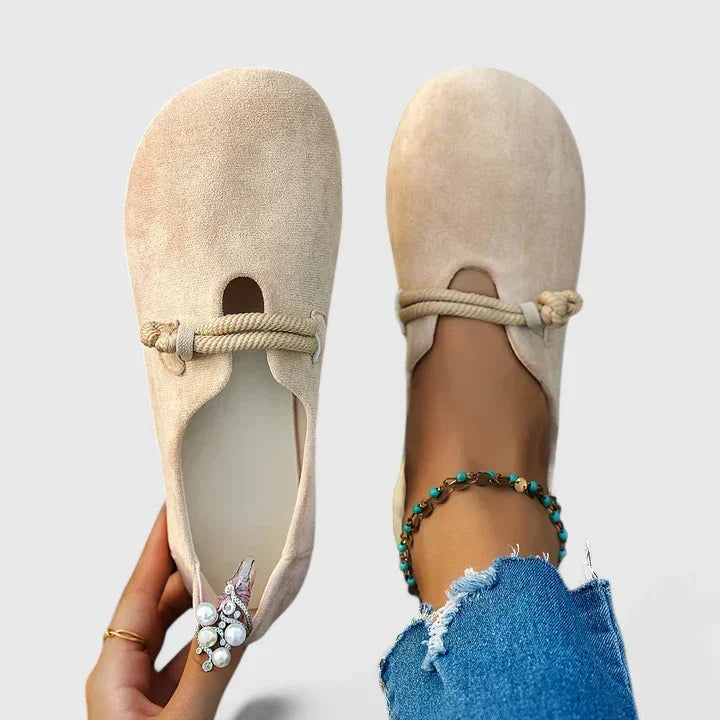 Women's Orthopedic Lace-Up Loafers - Beige