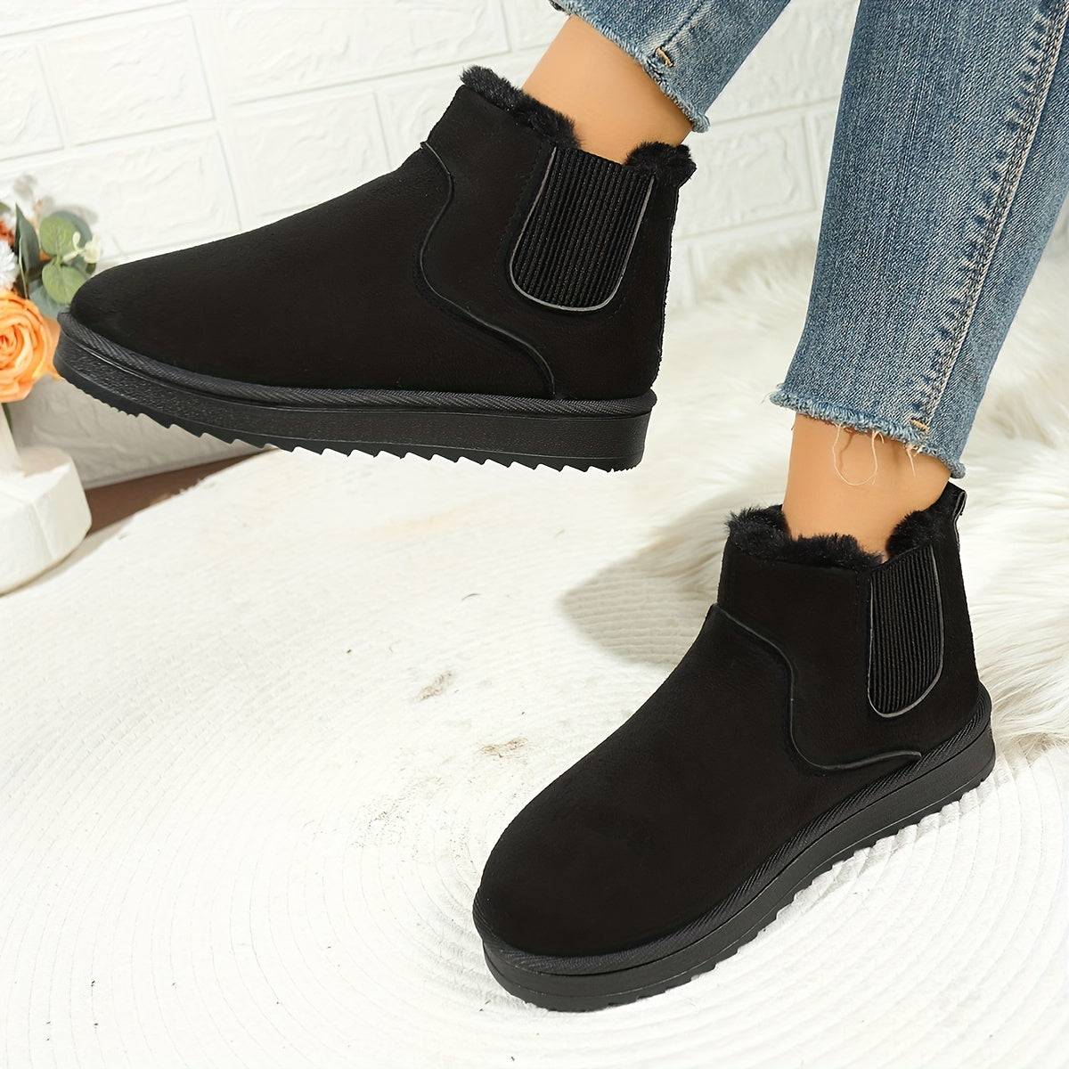 Women's Plush Platform Ankle Boots
