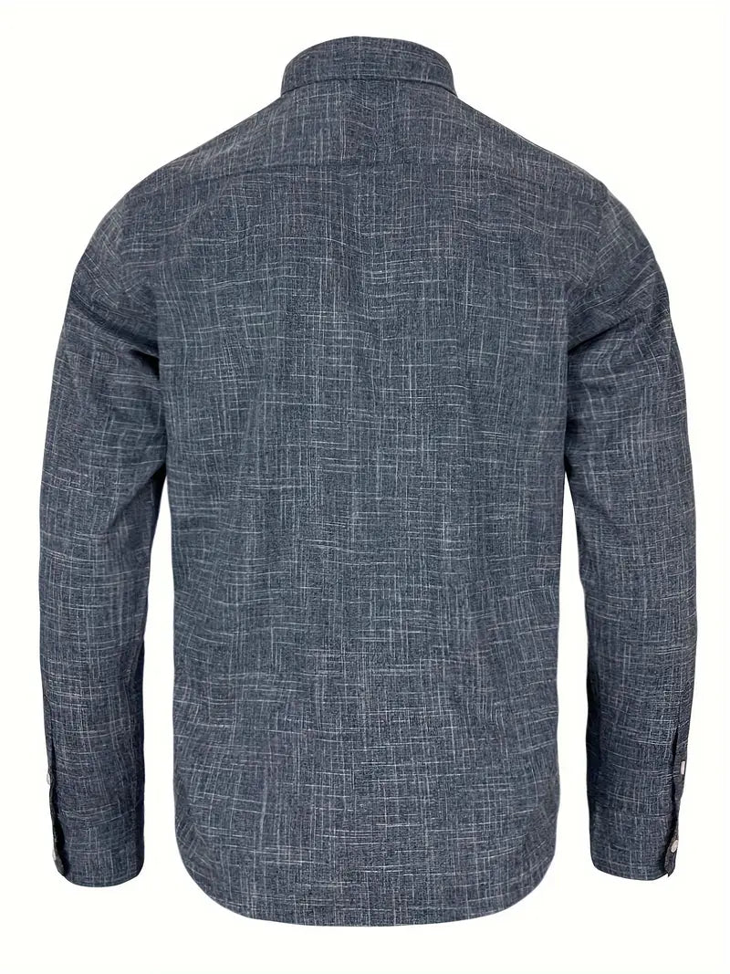 Men's Tailored Button-Up Shirt with Contrast Collar and Cuffs
