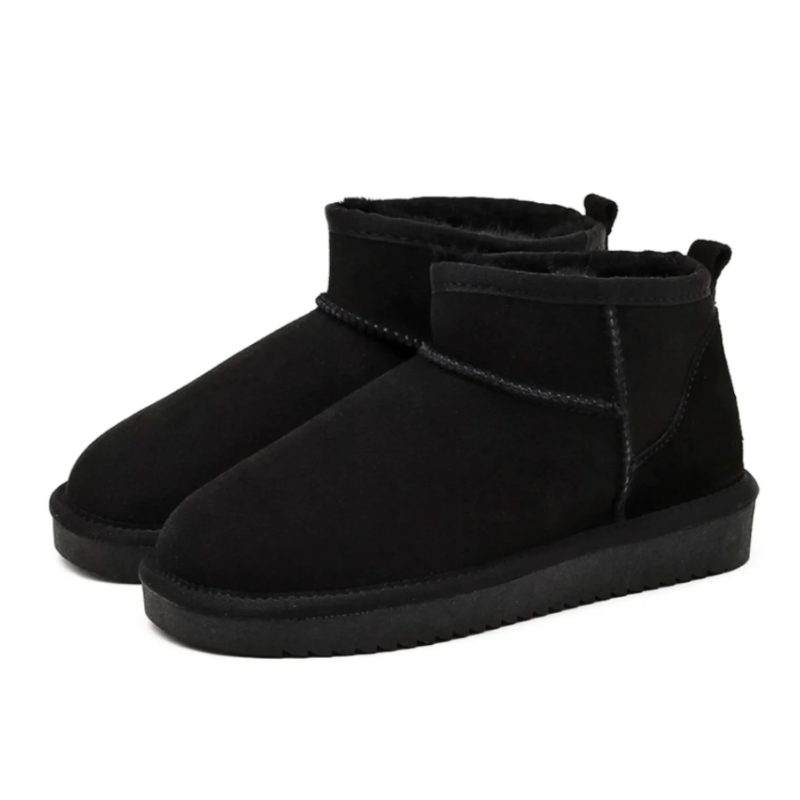 Women's Fleece-Lined Pull-On Ankle Boots - Black
