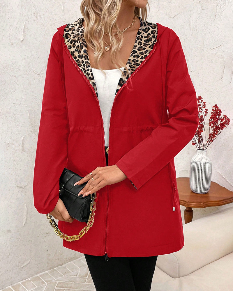Women’s Reversible Leopard Print Zip Coat