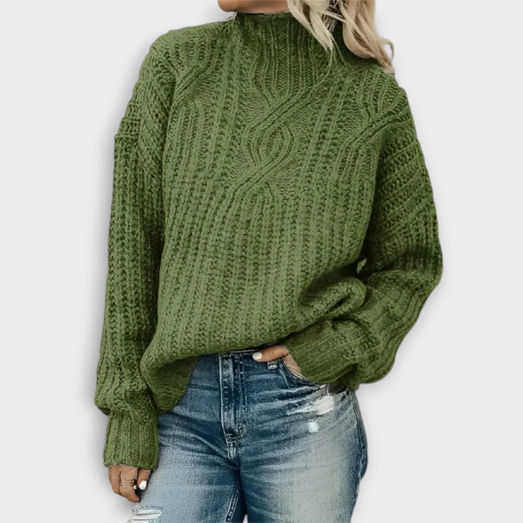 Women's Ribbed Knit High-Neck Sweater