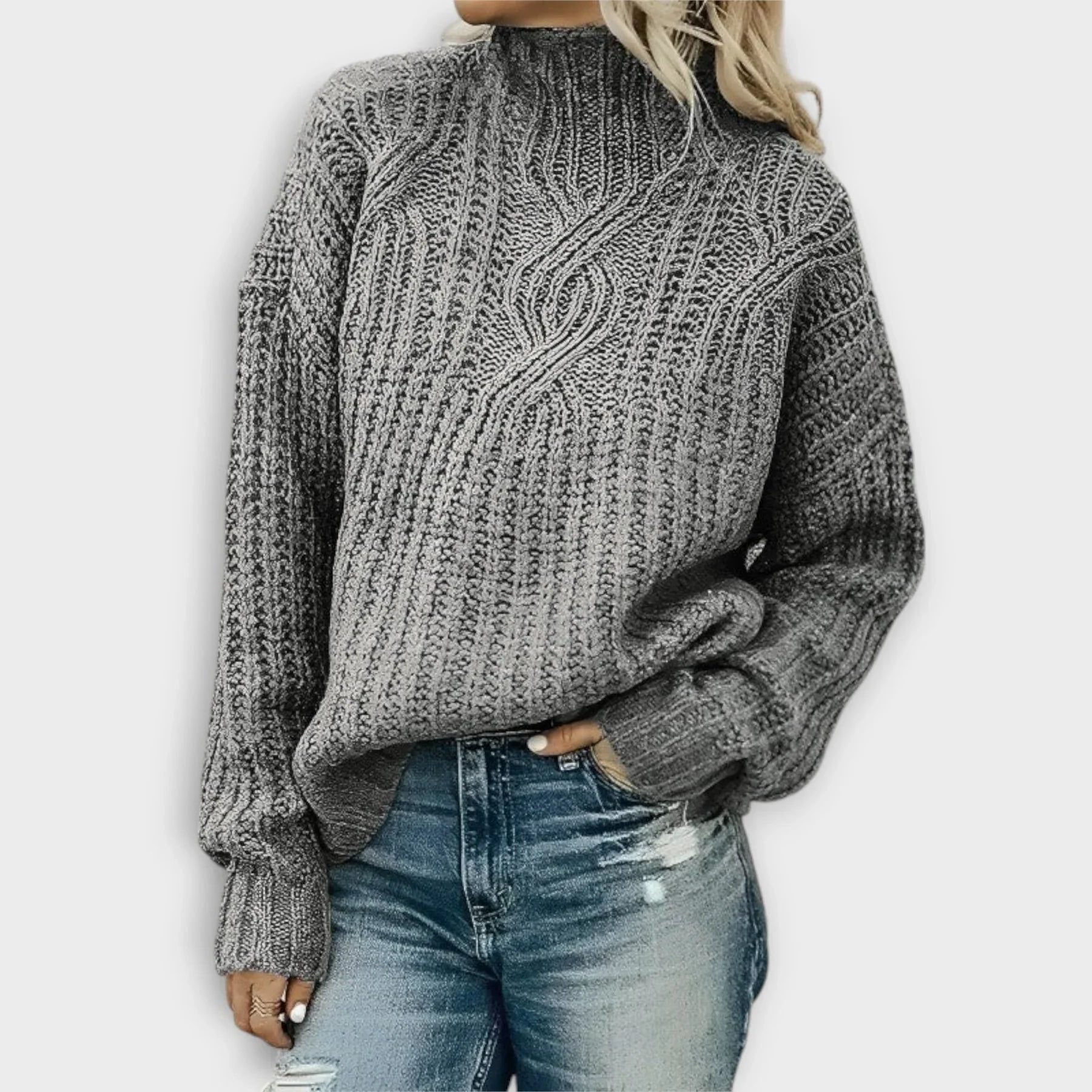 Women's Ribbed Knit High-Neck Sweater