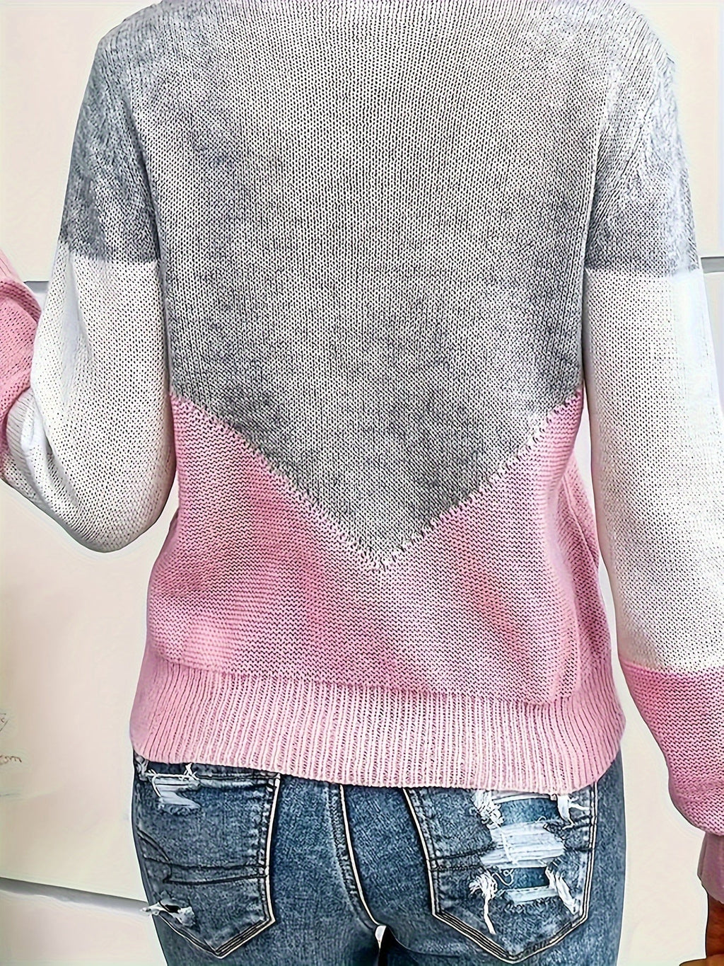 Women's Colorblock V-Neck Pullover Sweater
