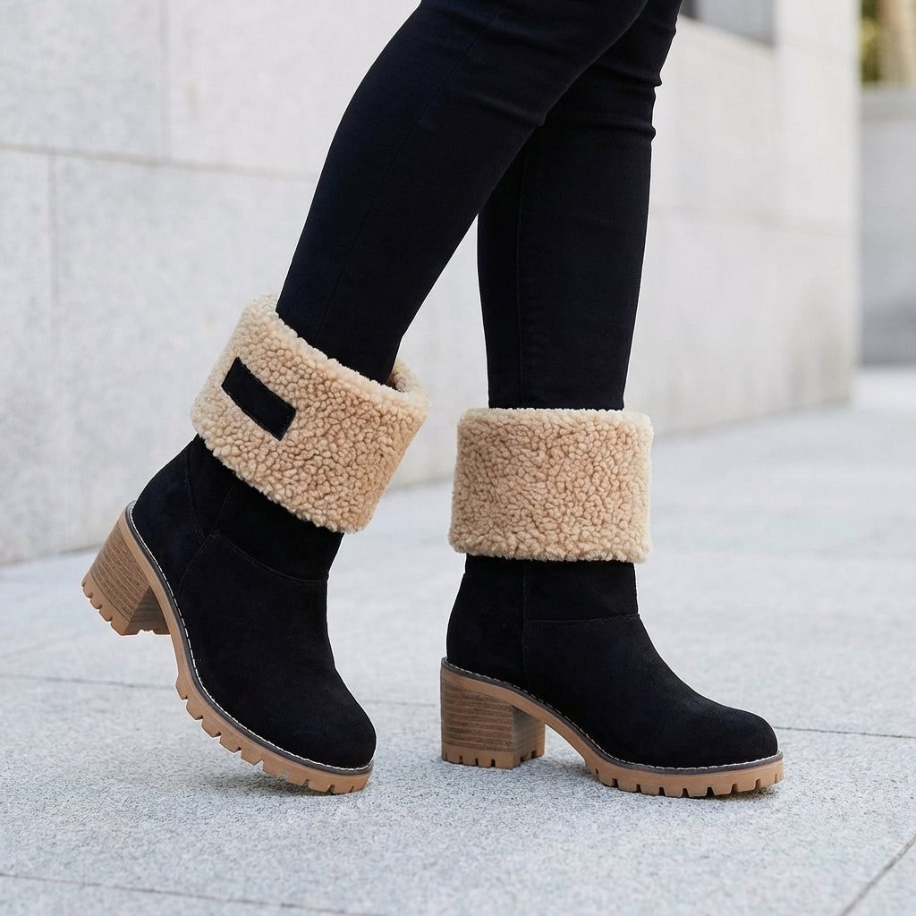 Women's Fleece Lined Block Heel Ankle Boots