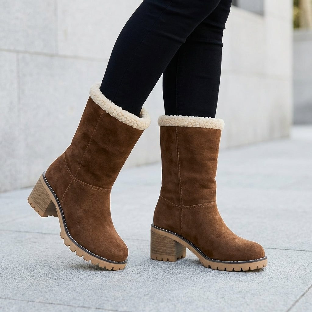 Women's Fleece Lined Block Heel Ankle Boots