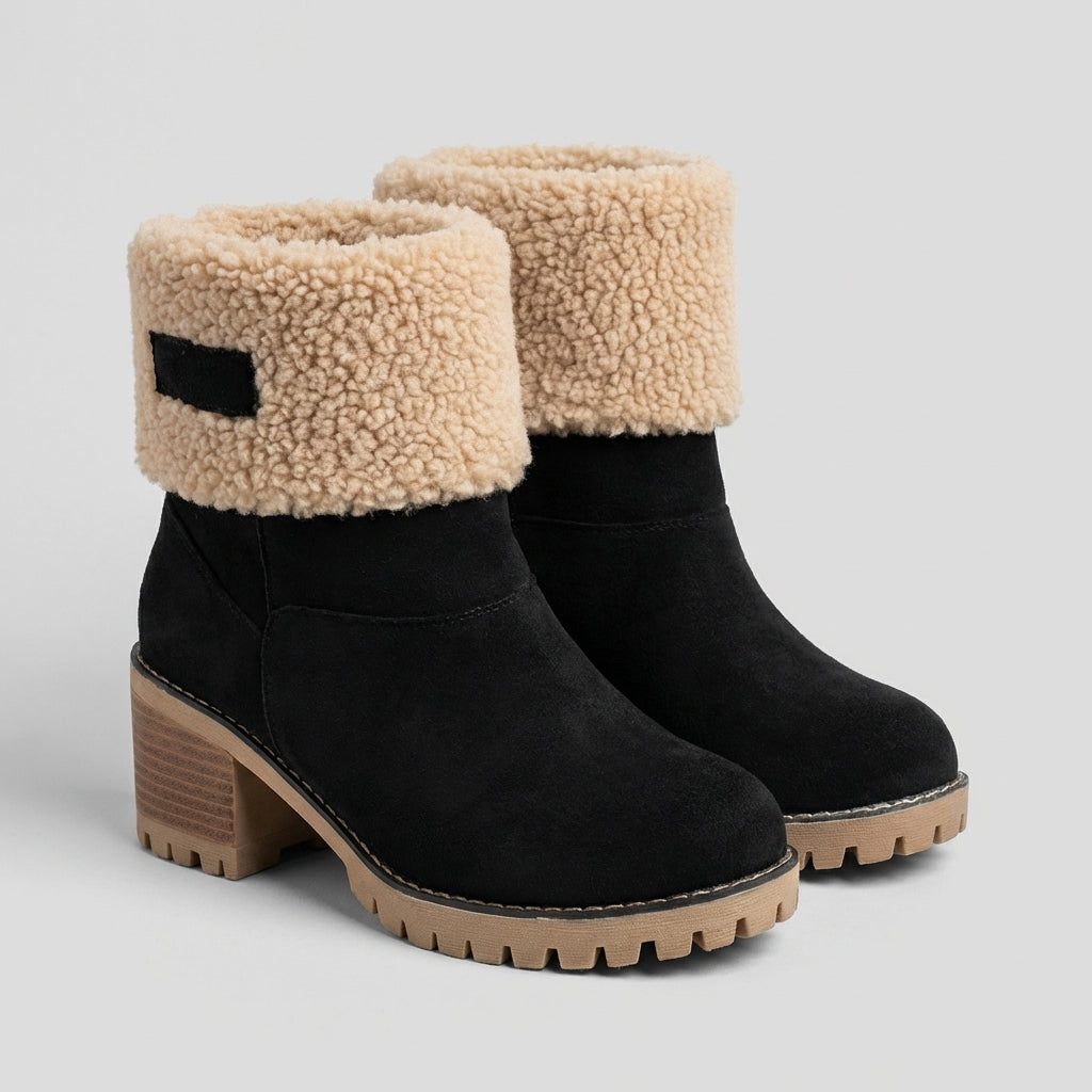 Women's Fleece Lined Block Heel Ankle Boots