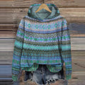 Women's Cropped Fair Isle Knit Pullover Hoodie - Blue
