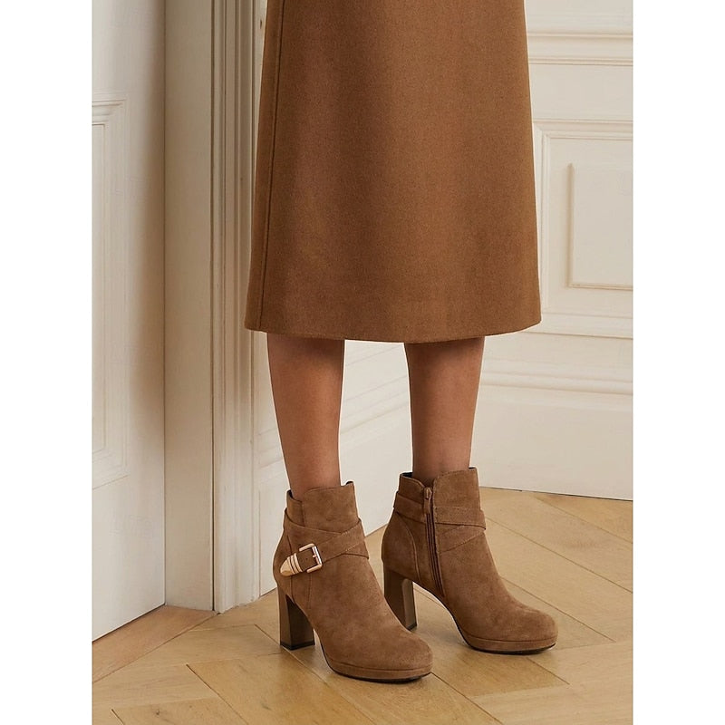 Women's Buckle-Strap Platform Ankle Boots