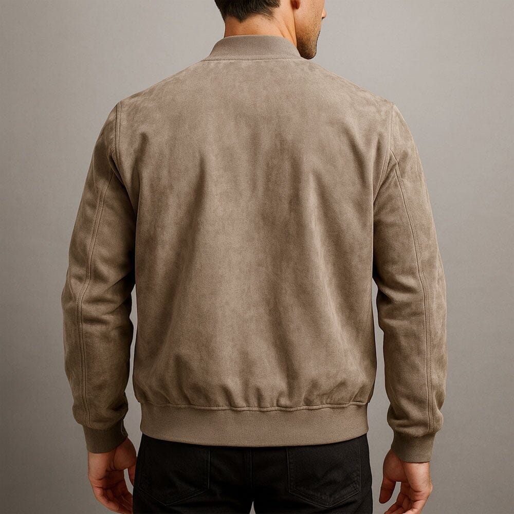 Men's Slim Suede Bomber Jacket