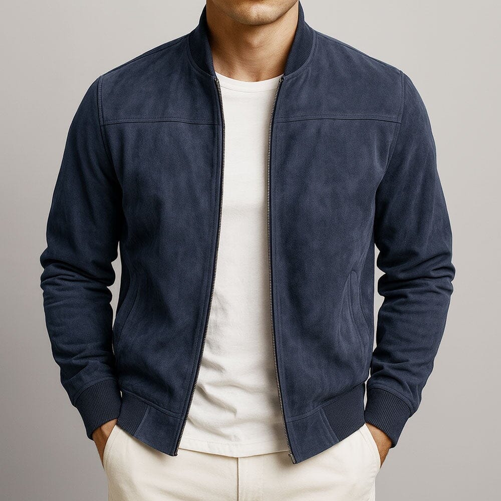 Men's Slim Suede Bomber Jacket