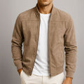 Men's Slim Suede Bomber Jacket - Blue Green